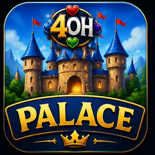 Palace castle rising above the Palace title