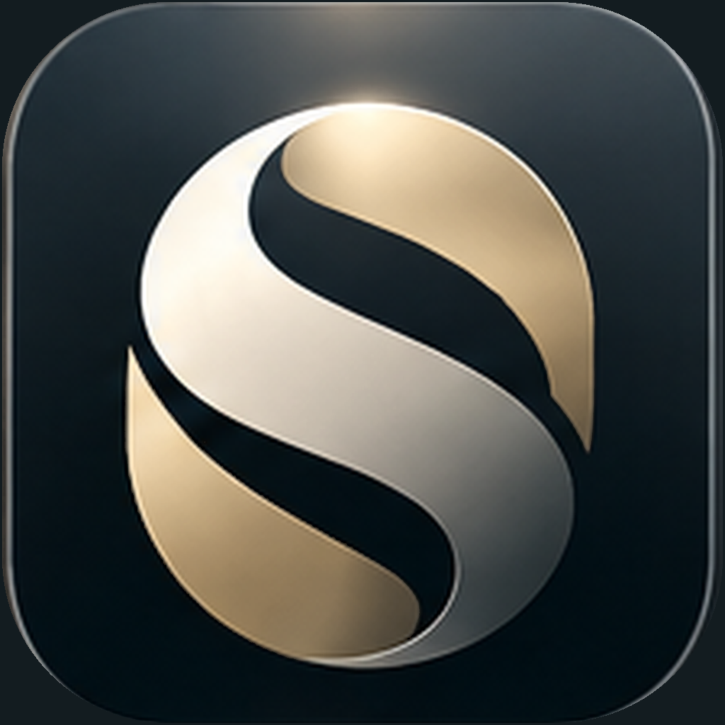 SOVINTO champagne and silver S emblem on charcoal